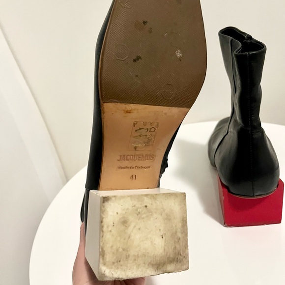 Jacquemus Ankle Boots Navy with Red and white block heels - Picture 4 of 7